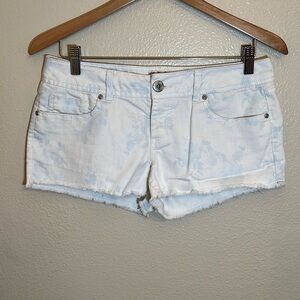 SO White Blue Tie Dye Juniors Jean Shorts